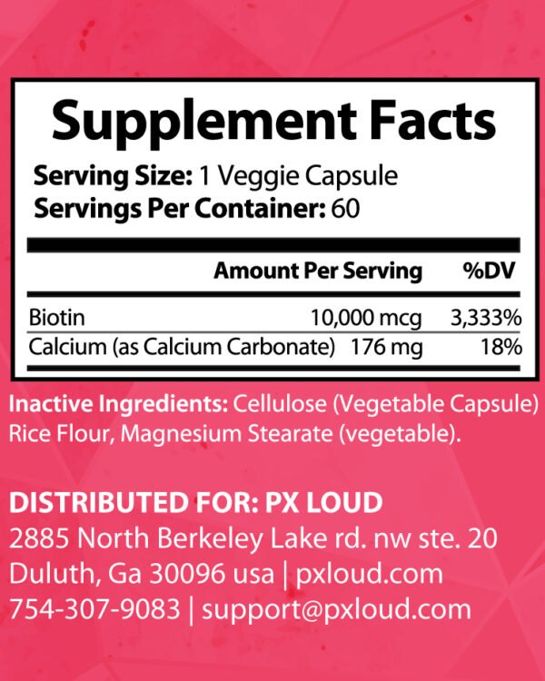 PX Biotin Extra Strength Hair Skin and Nails Vitamins - Image 2