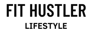Black text on white background reads "FIT HUSTLER" in bold, with "LIFESTYLE" in smaller font below.